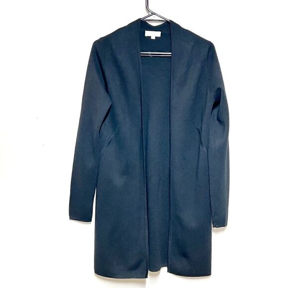 Kinross Cashmere Open Front Black Wool Silk Sweater Jacket Sz S - Picture 1 of 6